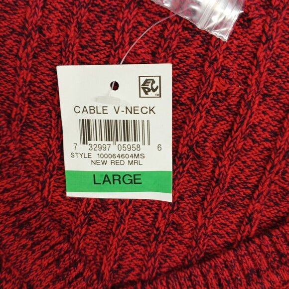 NWT KAREN SCOTT Christmas Sweater LARGE(12-14) Red Cable Knit V-neck Cotton 100% - Picture 11 of 12